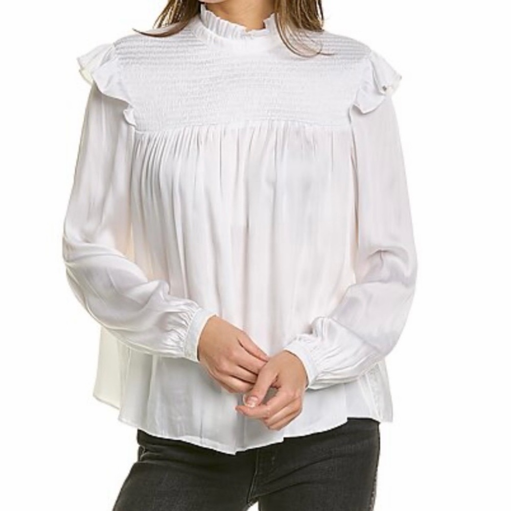The Kooples White Ruffle Detail Blouse